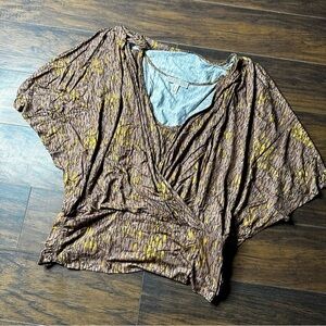 The Muses Lounge Brown Printed Jersey Knit Blouson Top
